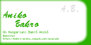 aniko bakro business card